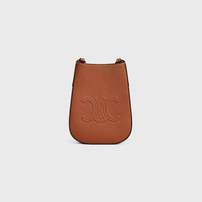 celine triomphe grained leather vertical phone pouch crossbody bag